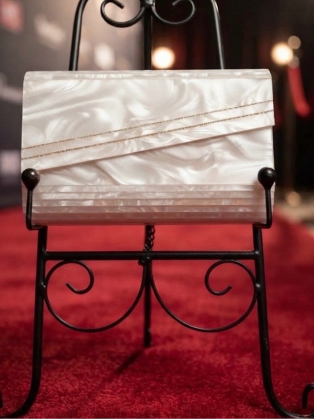 Pearlescent White Lucite Clutch